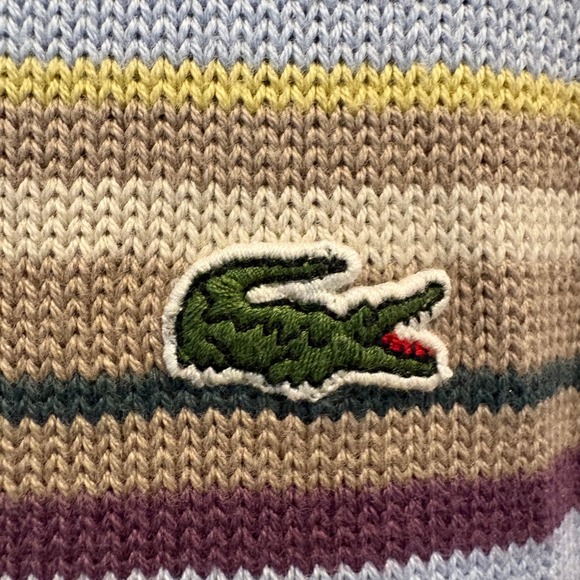 Lacoste 100% Cotton Striped 1/4 Quarter Zip Sweater Men XXL (7) Pastel Y2K Prep - Picture 5 of 12